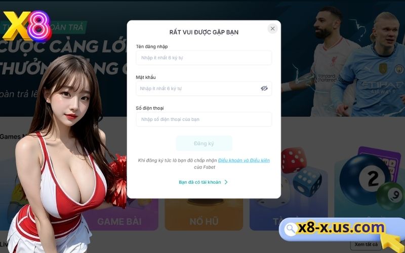 Đăng ký X8 siêu nhanh nhận ngay combo 888k 2 Hướng dẫn chi tiết cách đăng ký X8 cho người mới